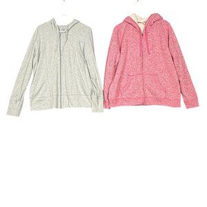 Danskin Now Sonoma Full-Zip Hoodies Bundle Gray & Pink Womens Size XXL (2-Pack)